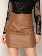 Choies Khaki High Waist Leather Look Mini Skirt