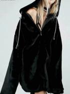 Choies Black Zip Front Long Sleeve Women Velvet Hoodie