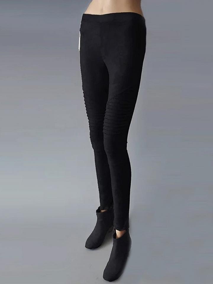 Choies Black Faux Suede High Waist Leggings