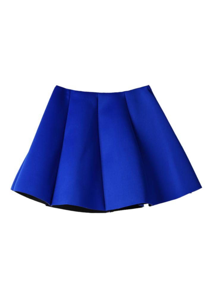 Choies Blue Pleated Skirt Mini Skater Skirt
