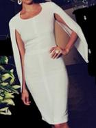 Choies White Split Sleeve Plain Bodycon Dress