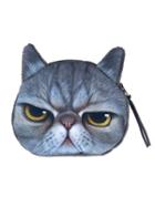 Choies Gray Angry Cat Coin Purse