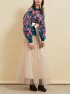 Choies Green Round Neck Floral Long Sleeve Jumper