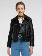Choies Black Notch Lapel Leather Look Biker Jacket
