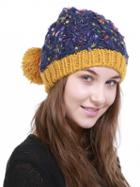 Choies Blue Contrast Pom Knitted Hat