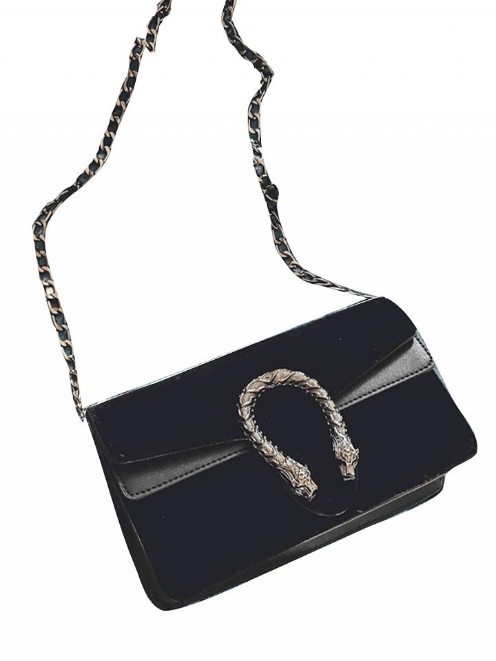 Choies Black Velvet Cross Body Chain Shoulder Bag