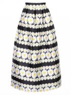 Choies Multicolor High Waist Daisy Print Midi Skirt