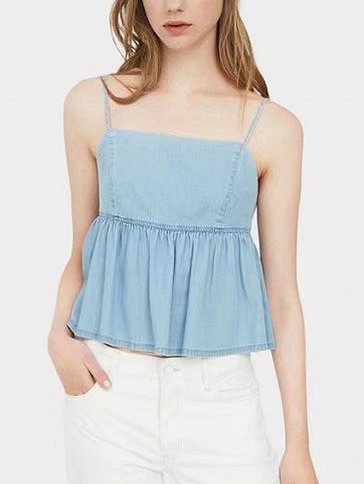 Choies Light Blue Spaghetti Strap Tie Back Denim Tank Top