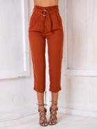 Choies Reddish Brown High Waist Ring Belt Crop Cigarette Pants