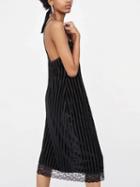 Choies Black Velvet Spaghetti Strap Lace Panel Dress