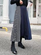 Choies Blue Contrast High Waist Pleated Skirt