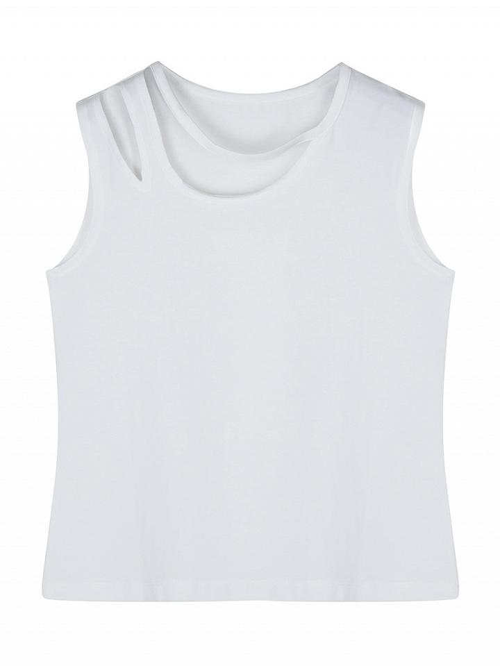 Choies White Ripped Cut Out Vest