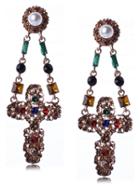 Choies Multicolor Faux Diamond Link Cross Pendant Statement Earrings