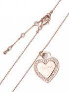 Choies Rose Gold Crystal Embellished Heart Pendant Chain Necklace