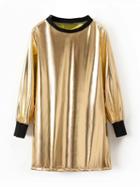 Choies Golden Metallic Long Sleeve Mini Dress