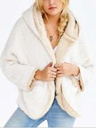 Choies White Reversible Faux Fur Hooded Coat
