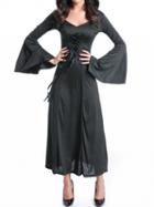 Choies Black Halloween Vampire Cosplay Flare Sleeve Hooded Maxi Dress