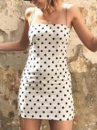 Choies White Spaghetti Strap Polka Dot Mini Dress