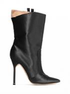 Choies Black Satin Look Side Zip Pointed Heeled Boots
