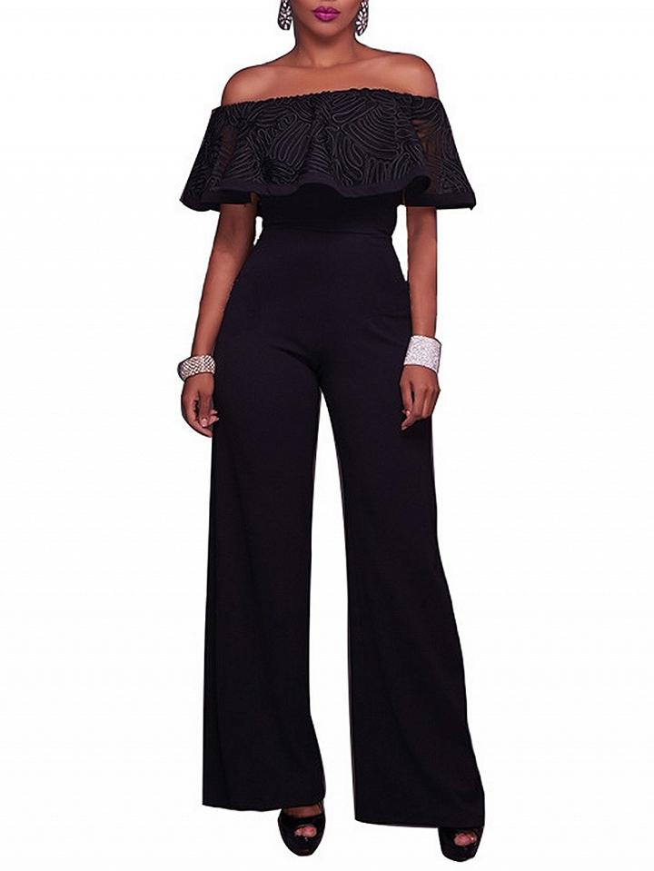 Choies Black Off Shoulder Jumpsuit