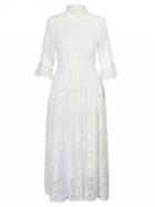 Choies White High Neck Flare Sleeve Lace Maxi Dress