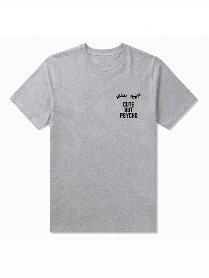 Choies Gray Eyelash Print Short Sleeve T-shirt