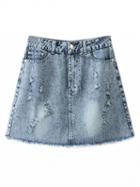 Choies Blue Light Wash High Waist Pencil Mini Skirt