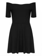 Choies Black Off Shoulder Short Sleeve Dress