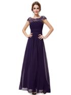 Choies Purple Elegant Rhinestone Lace Paneled Open Back Ruched Front Maxi Dress