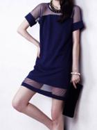 Choies Navy Sheer Panel Shift Dress