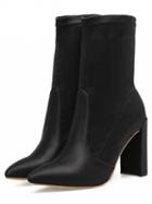 Choies Black Satin Look Pointed Toe Heeled Boots