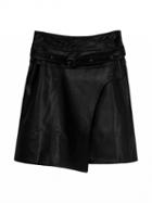Choies Black High Waist Buckle Strap Asymetric Hem Pu Mini Skirt