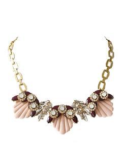 Choies Pink Shell Stone Chain Necklace