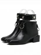 Choies Black Square Toe Circle Detail Ankle Boots