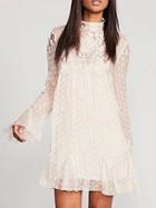 Choies White Embroidery Detail Long Sleeve Mini Dress