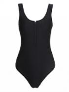 Choies Black Zip Front Backless One-piece Swimsuit