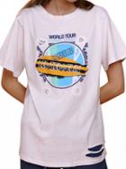 Choies White Printed Front Ripped Short Sleeve T-shirt