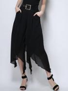 Choies Black Layer Asymmetric Hem Wide Leg Palazzo Pants