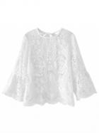 Choies White Crochet Lace 3/4 Sleeve Blouse