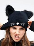 Choies Black Fluffy Cat Ear Beanie