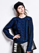 Choies Dark Blue Long Sleeve Chunky Knit Sweater