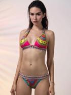 Choies Multicolor Halter Triangle Padded Bikini Top And Bottom
