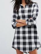 Choies Black Plaid Button Placket Long Sleeve Shirt