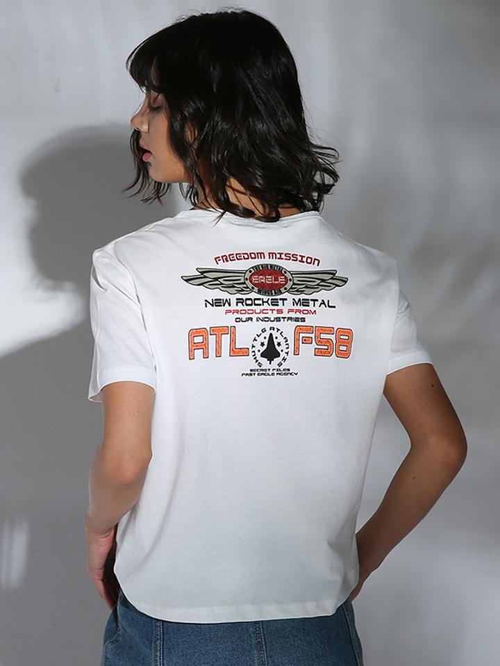 Choies White Letter Print Back Short Sleeve T-shirt
