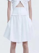 Choies White Stretch High Waist Button Placket Mini Skirt