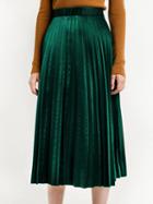 Choies Green High Waist Velvet Pleated Midi Skirt