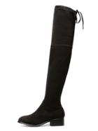 Choies Black Stretch Suedette Lace Up Back Over The Knee Boots
