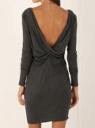 Choies Dark Gray Ruched Wrap Backless Bodycon Dress