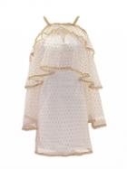 Choies White Sweetheart Shift Mini Dress With Detachable Sheer Mesh Cape