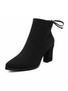 Choies Black Suedette Tied Back Zip Side Pointed Block Ankle Boots